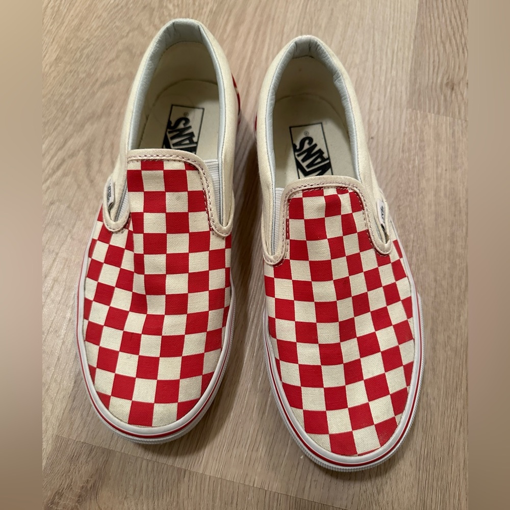 Red Checkered Slip On Vans